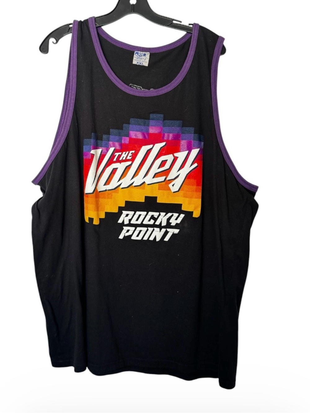 The Valley Rocky Point Black Tank Top with Purple Trim XXL